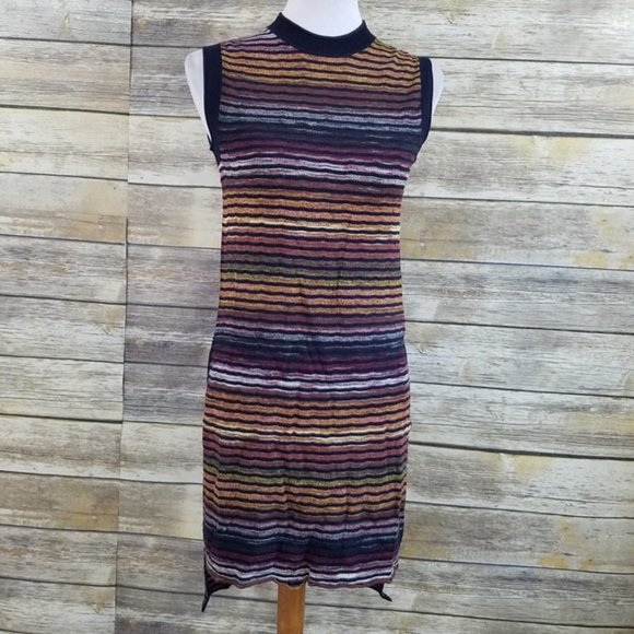 NWT ZARA KNIT COLLECTION Women M Striped Knit Mini Dress Tunic Cover-up Boho TOP - Picture 10 of 12